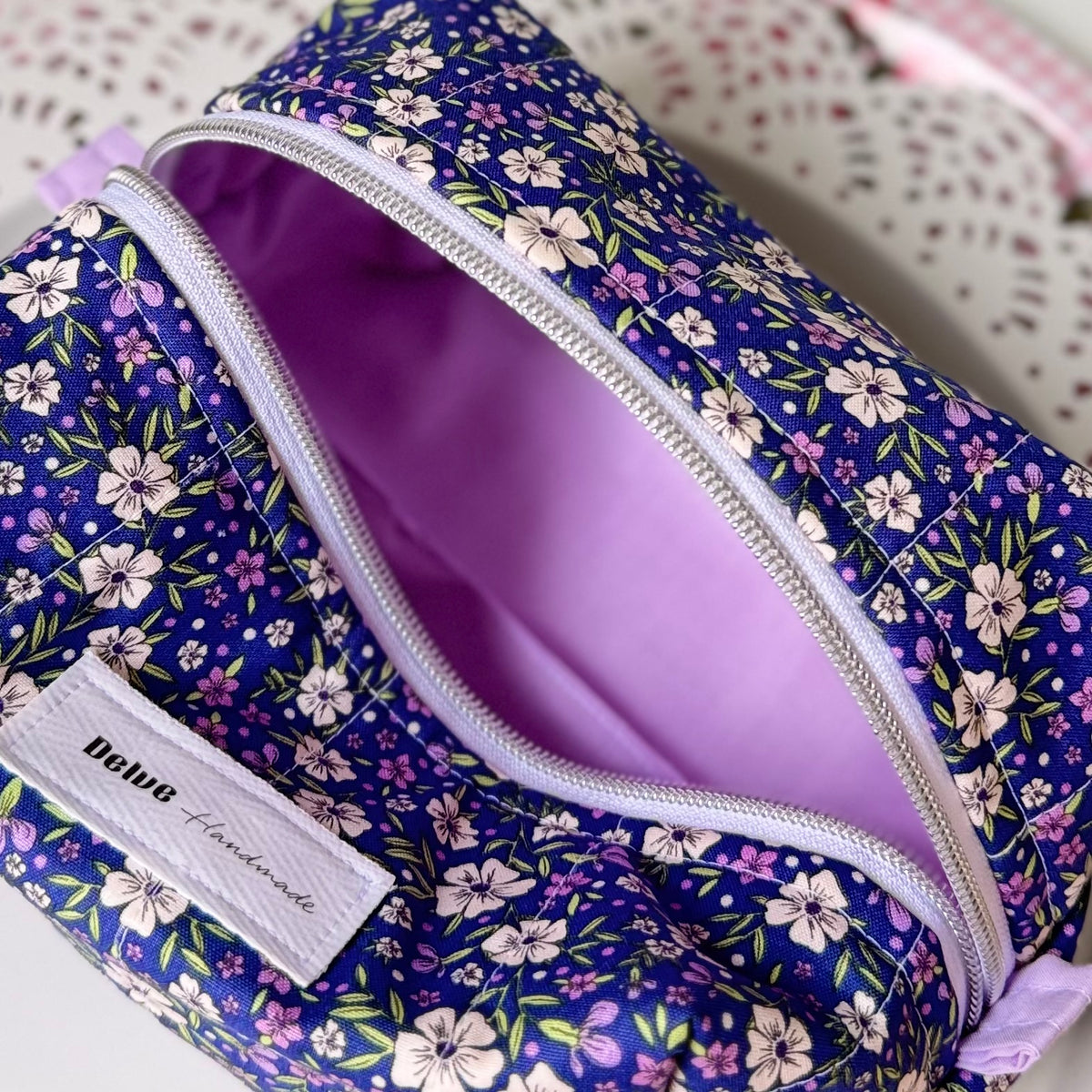Purple Floral Cosmetic Bag