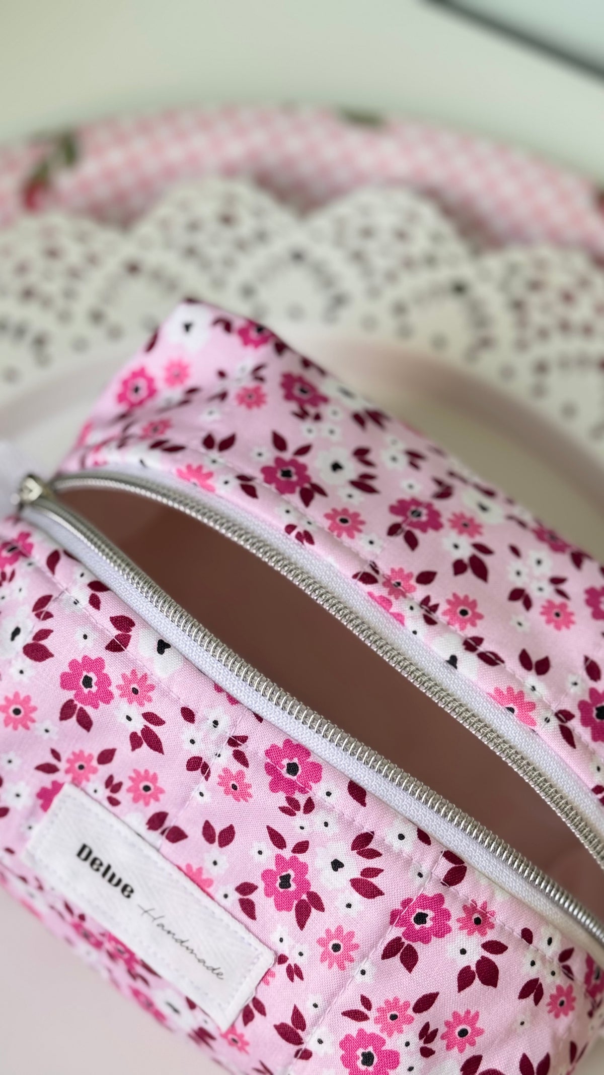 Pink Floral Cosmetic Bag
