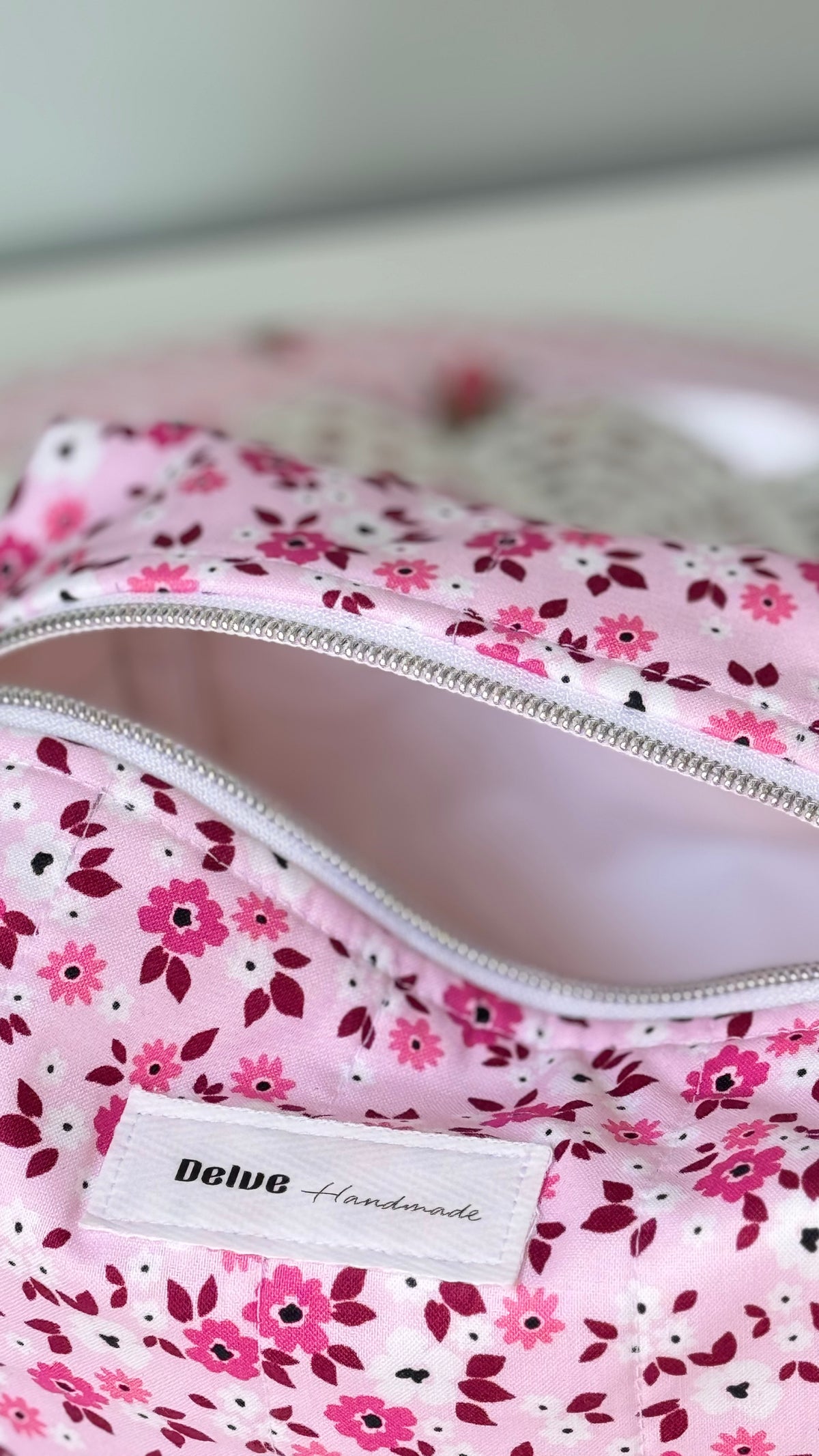 Pink Floral Cosmetic Bag