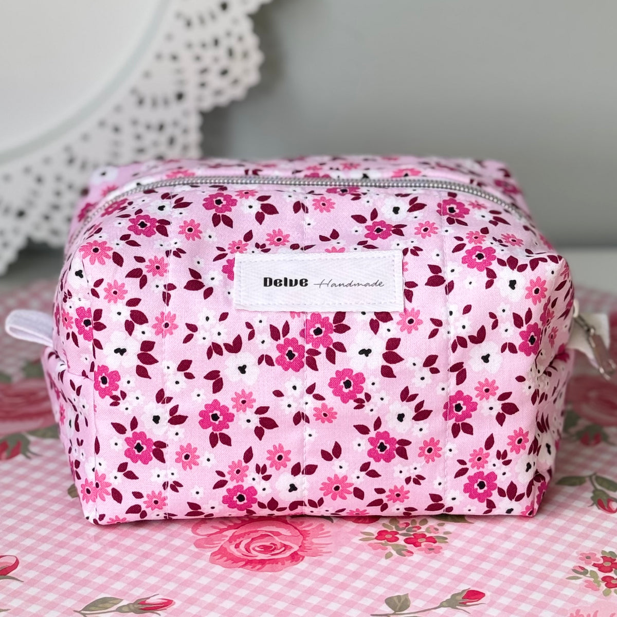 Pink Floral Cosmetic Bag