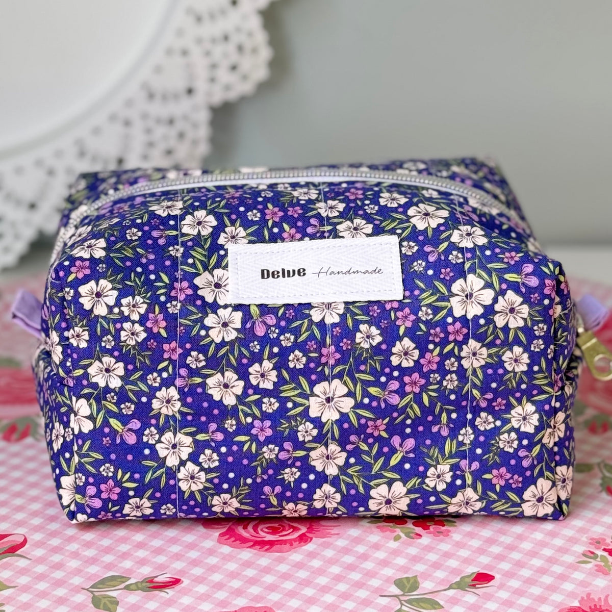 Purple Floral Cosmetic Bag
